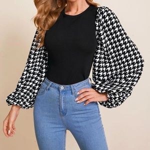 Black and White Houndstooth Shirt